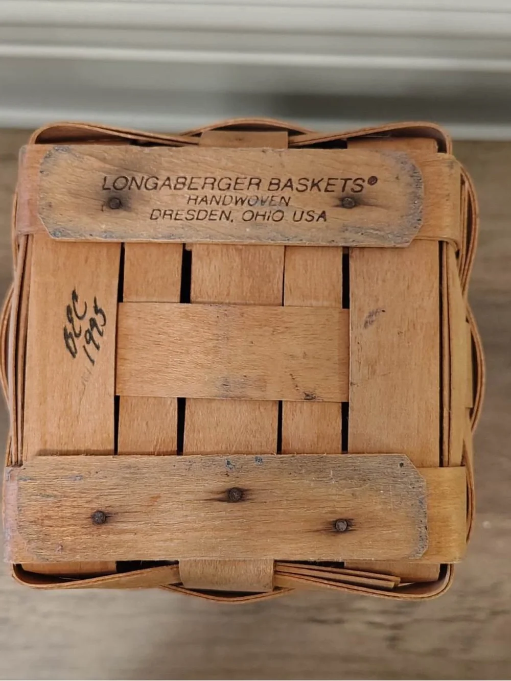 Vtg Longaberger Woven Basket Wooden Signed BEC 1995 Country Farmhouse 8” Tall
